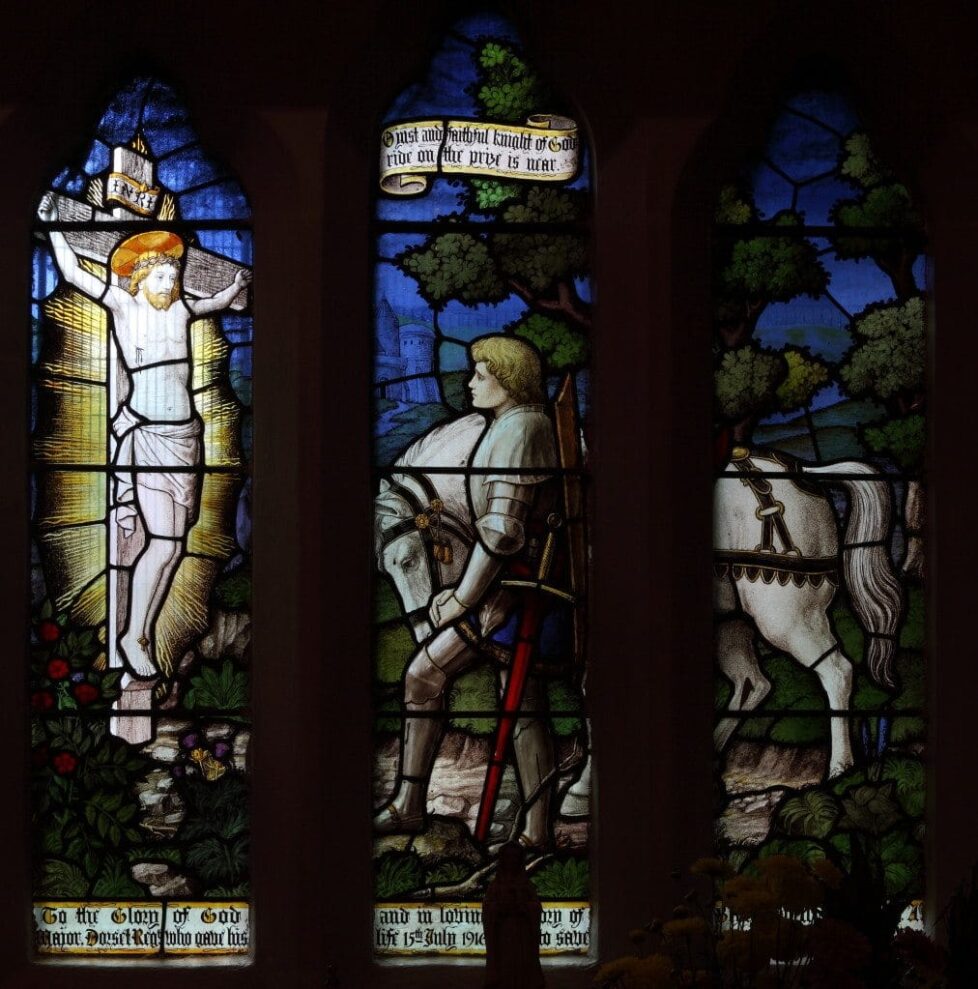 Knight before Crucifix